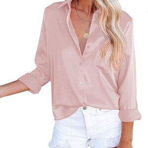 OMSJ Women's Pink Button Down Shirt
